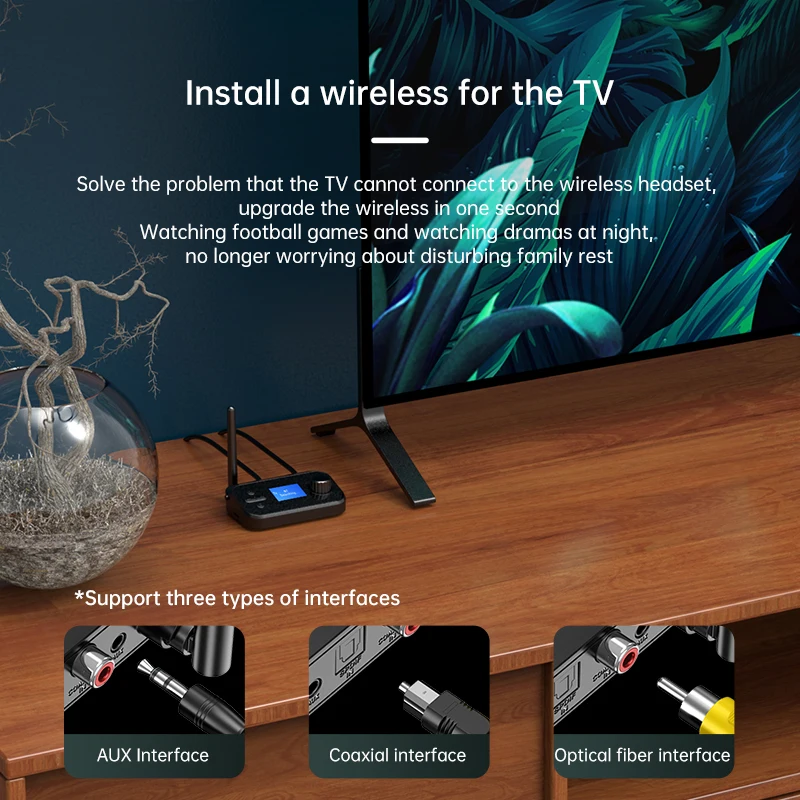 Bluetooth Audio Transmitter Receiver 3.5mm AUX Optical Coaxial for TV PC