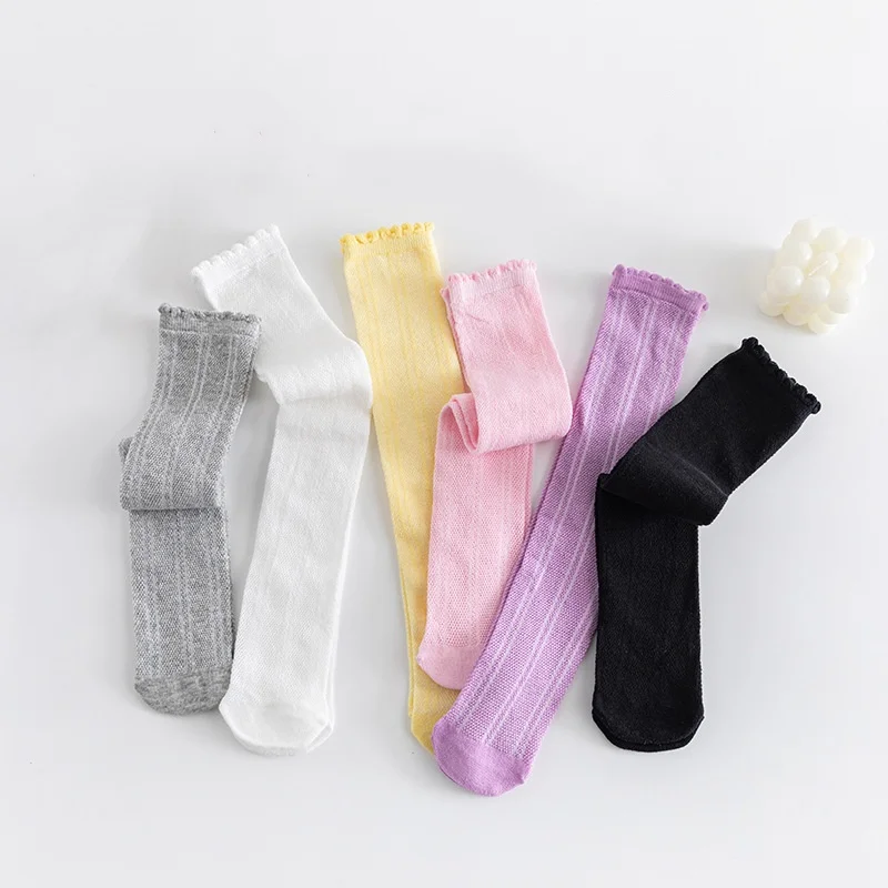Kids Socks Children's Girl Knee High Long Socks 3-12Years White Color Princess Mesh Breathable School Spring Summer Fashion Kids Stockings
