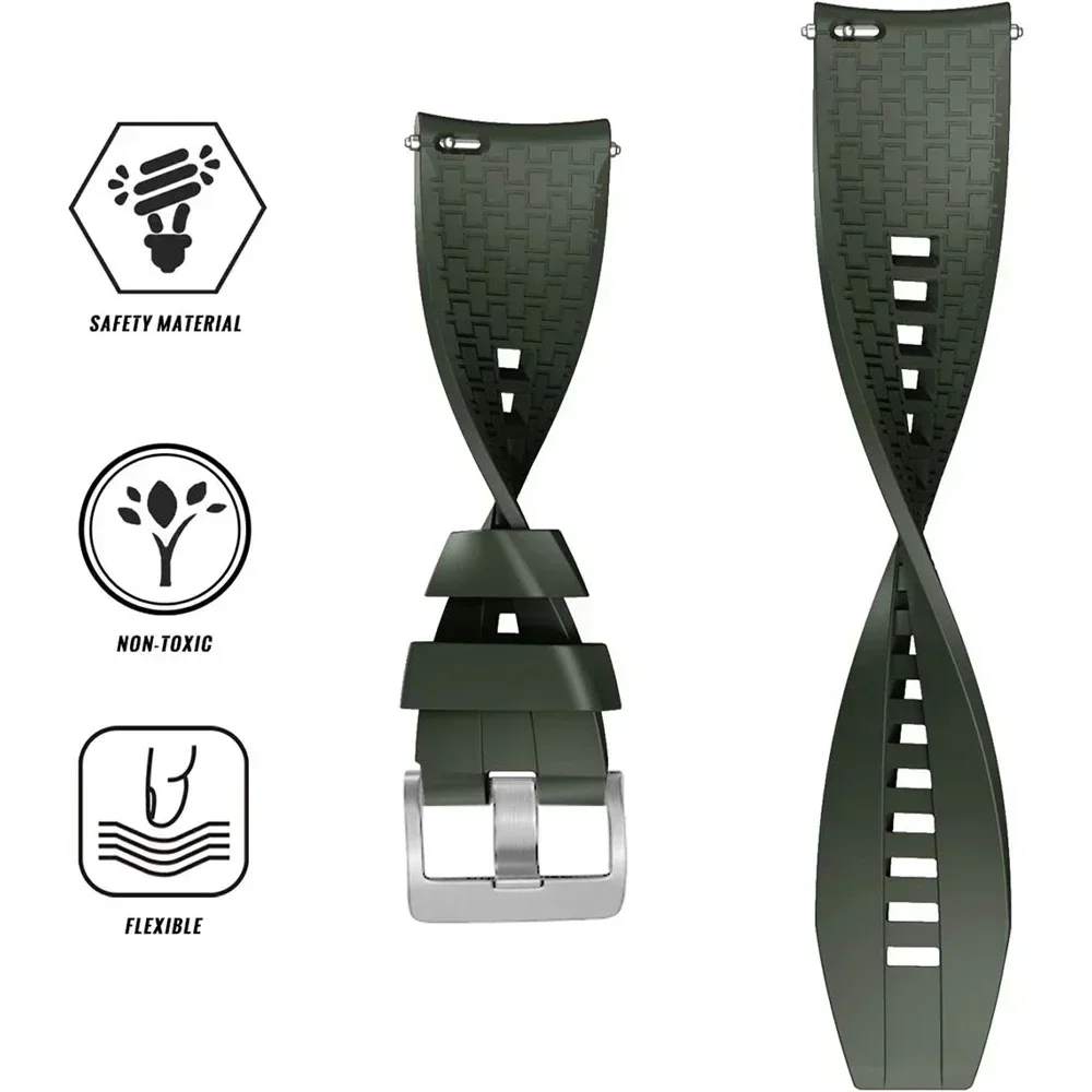 Silicone Sport Watch Strap - 22mm Universal Fit