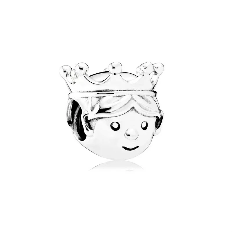 Hot Sale Pink White Purple Crystal and Crown Head Robot Trinket Charm Bead Fit Original Silver 925 Necklace Bracelet DIY Jewelry 2