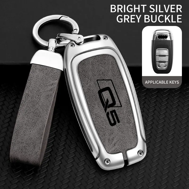 Silicone Car Key Cover Compatible with Audi- A8, QT, RS, TT- Grey