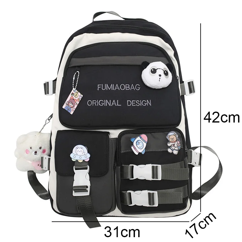 New Girl Nylon Travel School Bag Kawaii Lady Badge Student Backpack Trendy Female College Backpack Fashion Women Laptop Book Bag