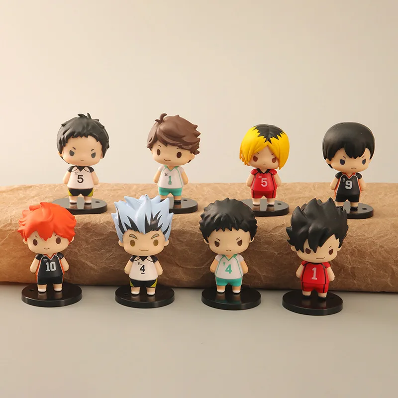 

Haikyuu!! Figures Anime Cute 7.5cm Doll Shoyo Kageyama Bokuto Keiji Tooru Kenma Action Figures Model Toys Gift for Kids Children