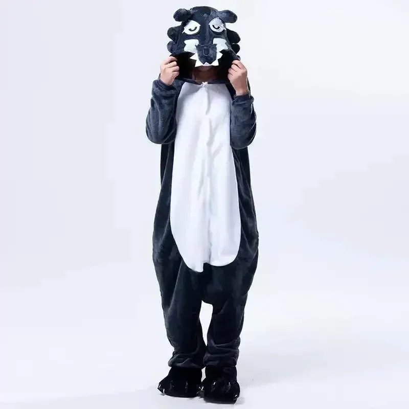 

Flannel Unisex Winter Onesies for Adults Wolf Pajama Women Anime Onesie Pajamas Overalls Lover Animal Hooded Sleepwear Jumpsuit