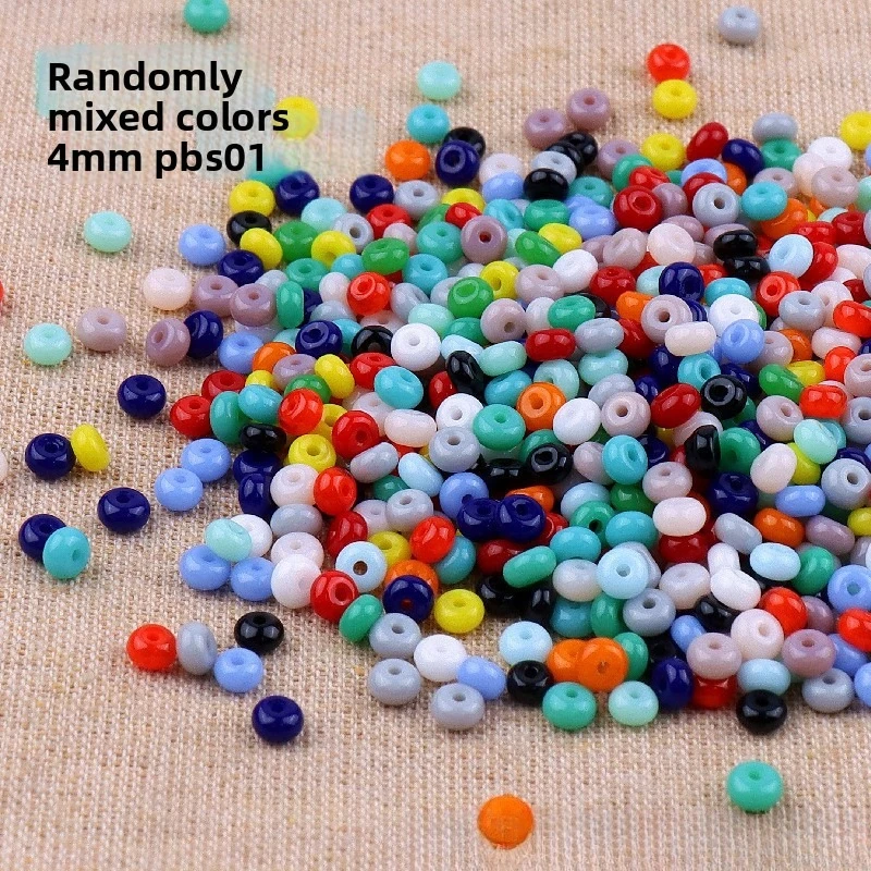 4mm 주판 구슬, 변색되지 않는 천연 단색 도자기 구슬, 매우 밝은 유리 UFO 구슬, 수제 DIY 구슬
