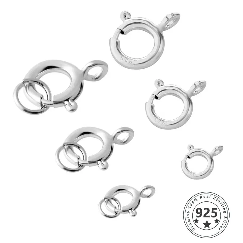 7mm Sterling Silver Spring Ring Clasp w/ Open Ring - 10 pcs.