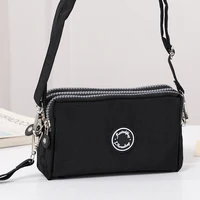 Fashion pure color three zipper large capacity women's shoulder bag portable popular zipper coin purse mobile phone wallet - Image 3