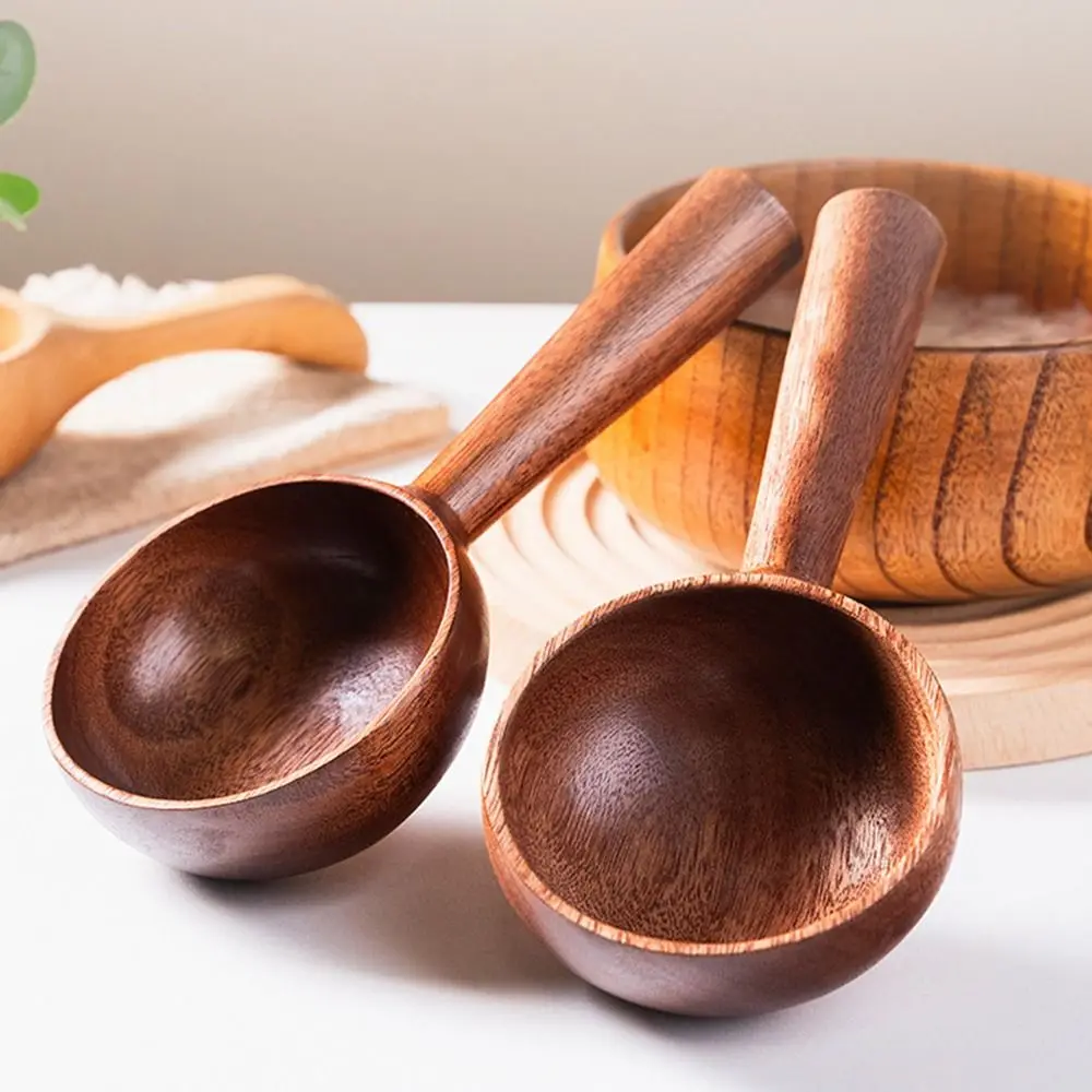 Eco-friendly Long Handled Spoon Large Size Vintage Wooden Soup Ladle Long Handle Korean Style Serving Soup Spoon Restaurant