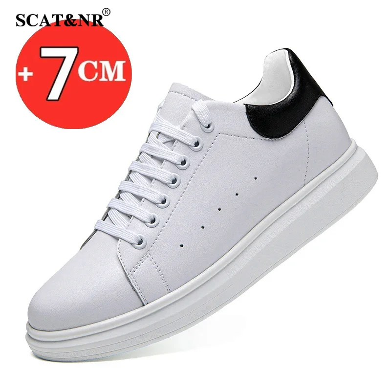 Men's Shoes Couple Invisible Increase White Shoes Insole 6cm Elevator Shoes Men's Business Casual Leather Shoes Heighten