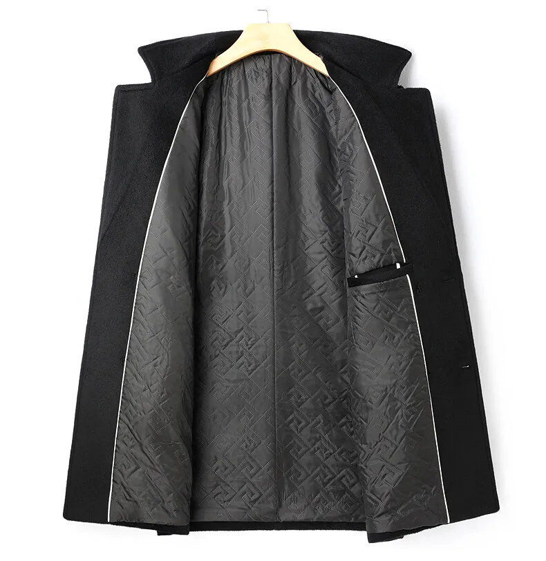 Baumwollverdickte Herren-Wollmäntel, 2025, Winter, Business-Casual, mittellanger Mantel, Oberbekleidung, warme Wolle, Windjacke, Jacken, Kleidung – Detail 12