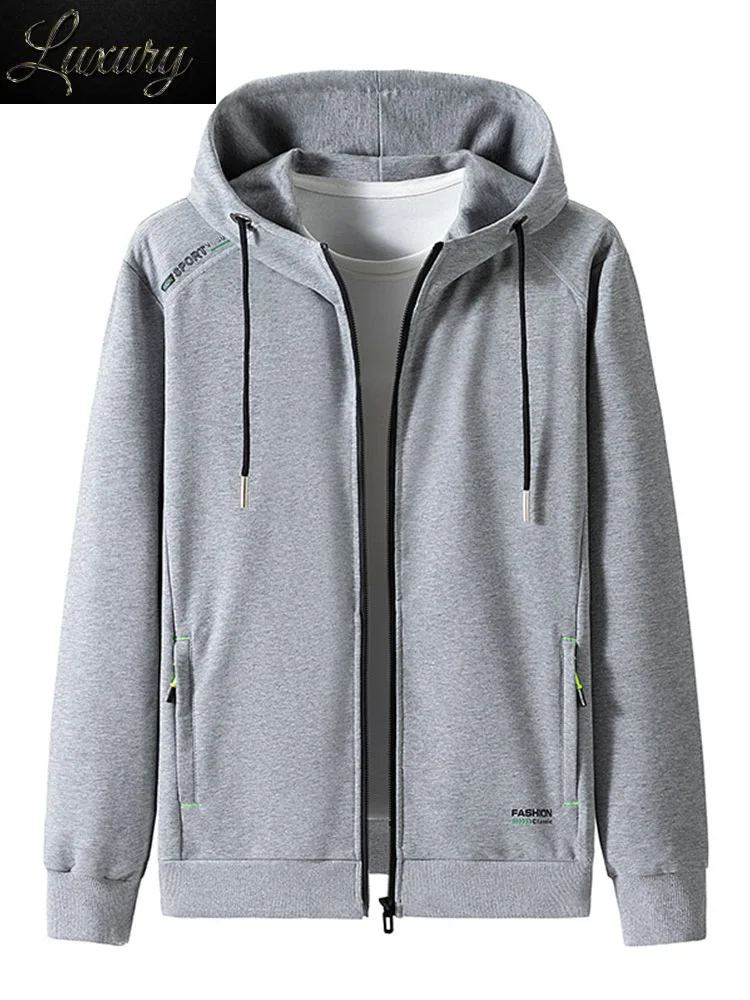 

Spring Autumn Zip Up Hoodie Men Streetwear Black Grey Loose Hooded Sweatshirts Male Cotton Casual Hoody Jackets Big Size 8XL