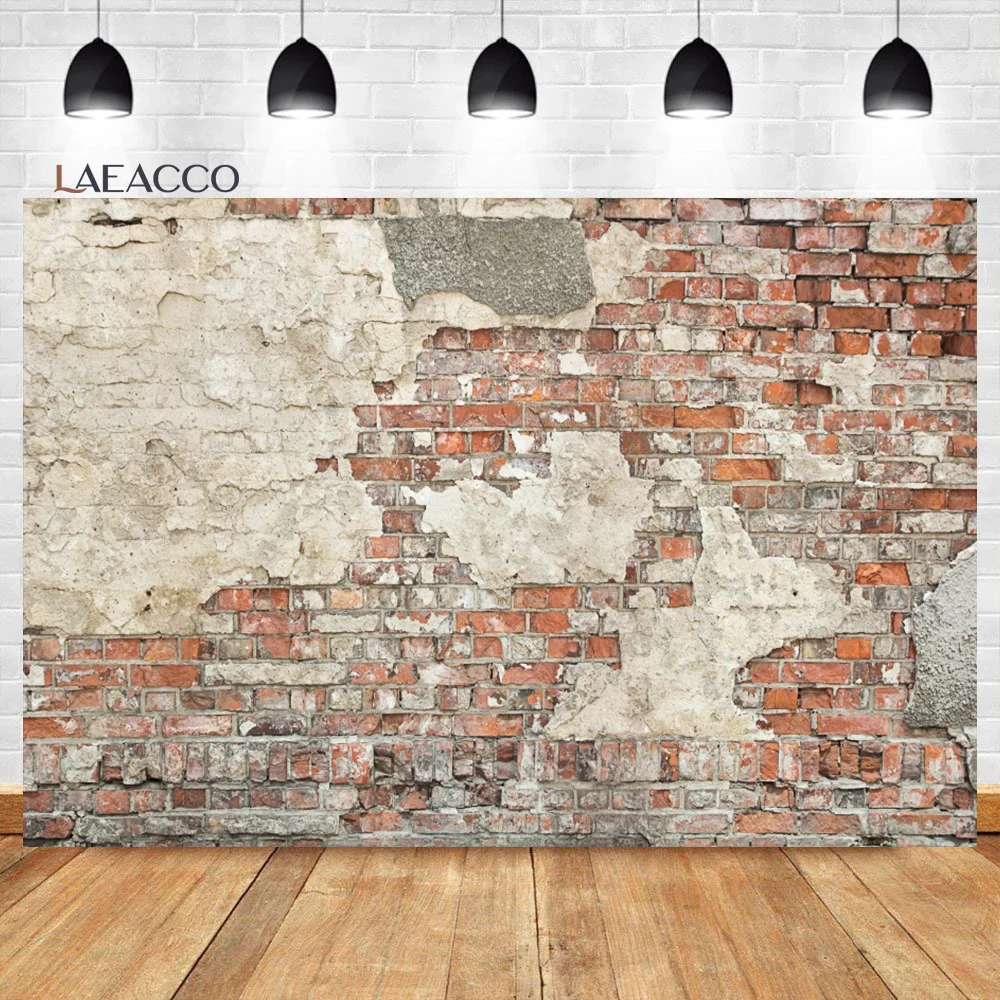 Laeacco Grunge Broken Red Brick Wall Room Decoration Portrait Backdrop Photographic Photo Background Photo Studio photo backdrop