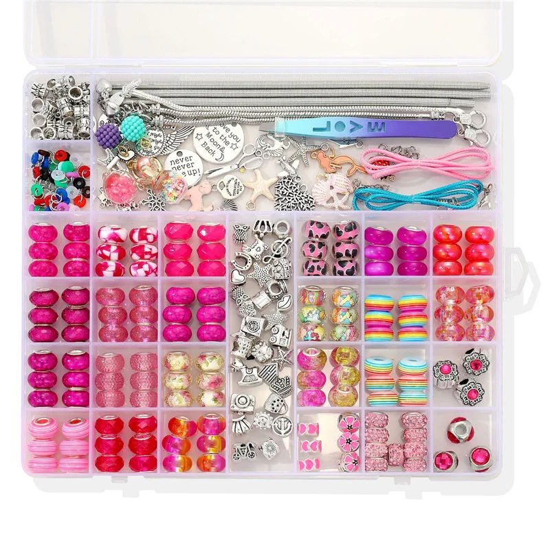 305 Pieces Bracelet Making Kit Large Hole Beads European Spacer Beads  Charms Dangle Pendants for Adults Kids Bracelets Necklaces
