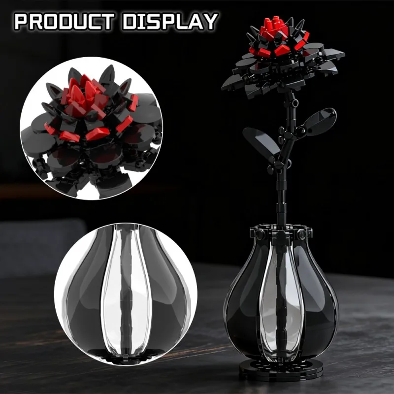 MOC Dahlie Blume Modell Bausteine Tianzhu Pfingstrose Pflanze Romantische Blume Ziegel Spielzeug DIY Kreative Bouquet Hause Dekoration Geschenk – Detail 15