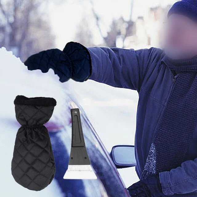 Grattoir à glace pour pare-brise de voiture, avec gant, dissolvant de  neige, imperméable, mitaine doublée, gants chauds noirs, pelle à neige -  AliExpress