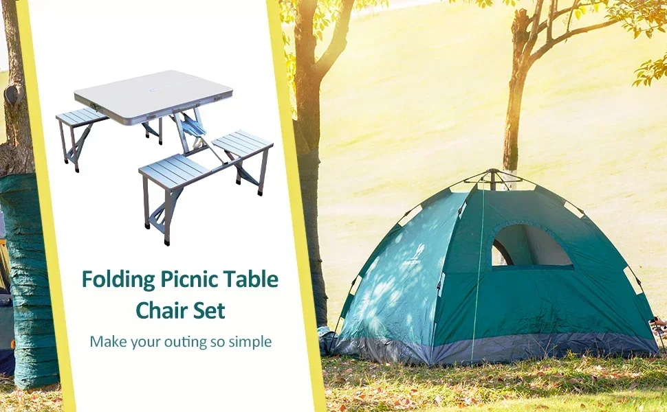 Folding Picnic Table with 4 Seats