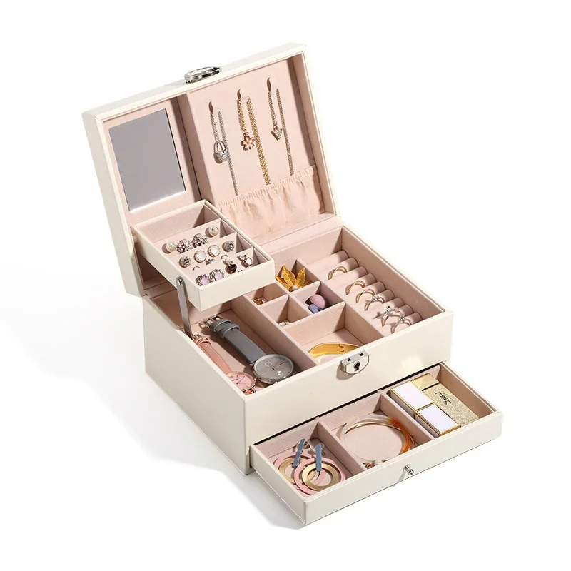 New Leather Jewelry Box, Jewelry Storage Box, Simple Multi-layer Large-capacity Jewelry Storage Box