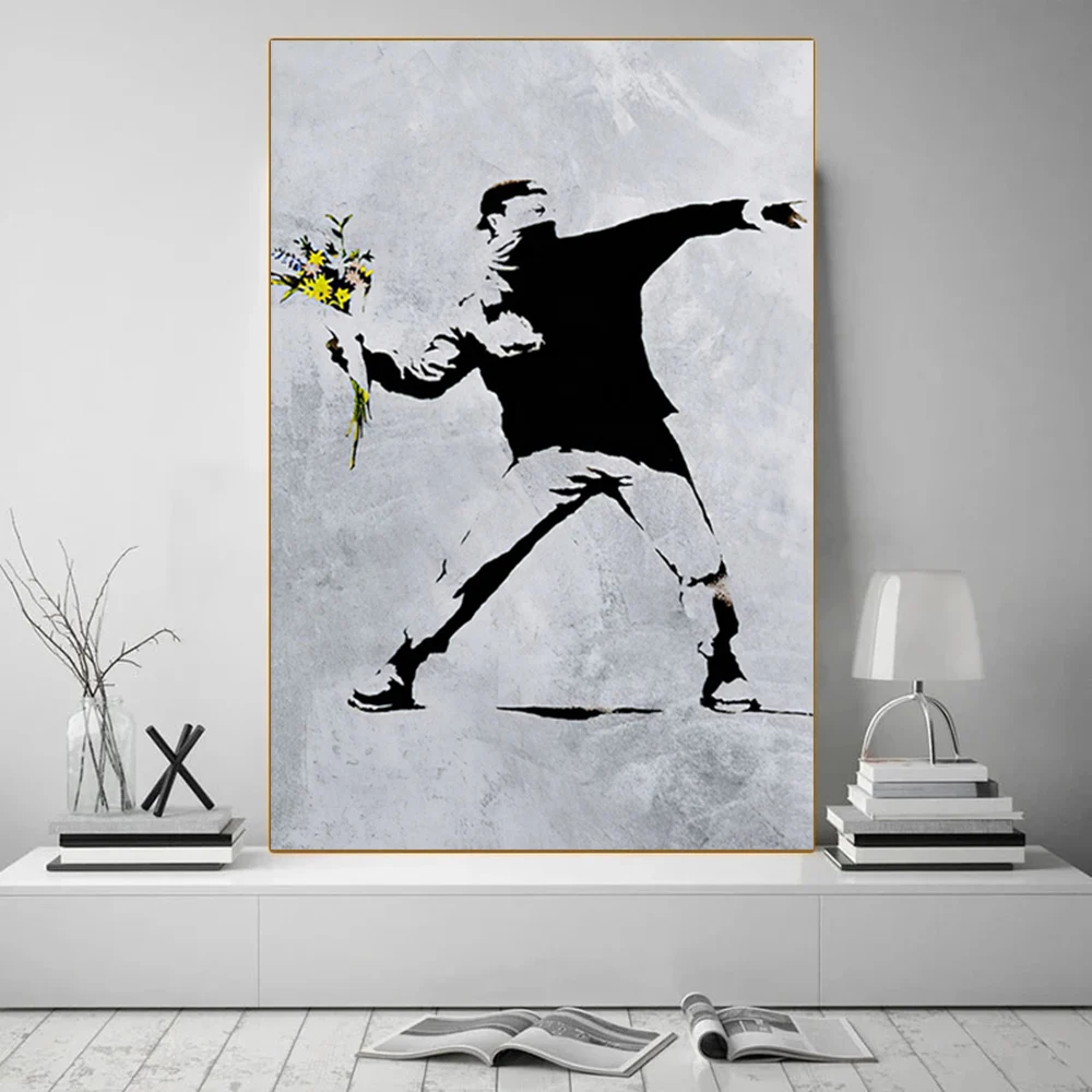 Urban Graffiti Abstract Art Canvas - Girl With Balloon Wall Decor