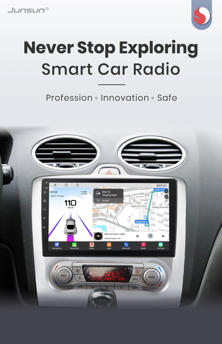 Junsun Qualcomm chip 8-Core Android13 Auto Radio Für ford focus 2 3 Mk2 Mk3 2004-2011 drahtlose CarPlay Autoradio Stereo Multimedia – Detail 2