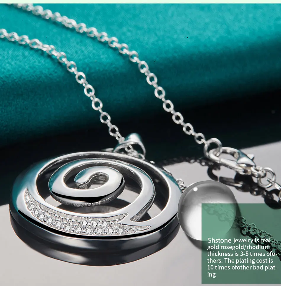 Halskette mit rundem Spirale-Anhänger aus 925er-Sterlingsilber, 40,6–76,2 cm, AAA-Zirkon, für Damen, Verlobung, Hochzeit, modischer Charm-Schmuck – Detail 4