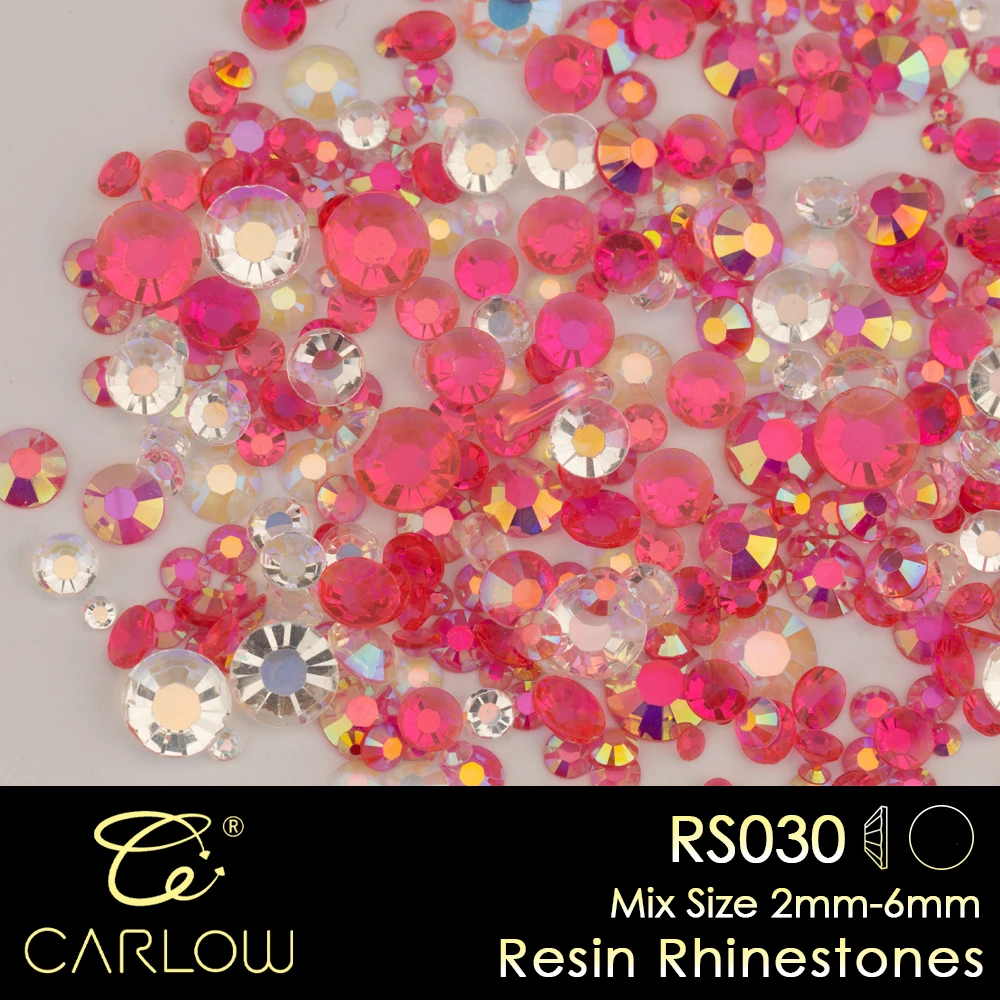 CARLOW Harz-Strass-Steine 2-6mm Gemischte Größen Harz-Strass-Steine mit Flacher Rückseite Farbige Perlen für Bastelarbeiten Dekoration RS043 Link – Detail 3