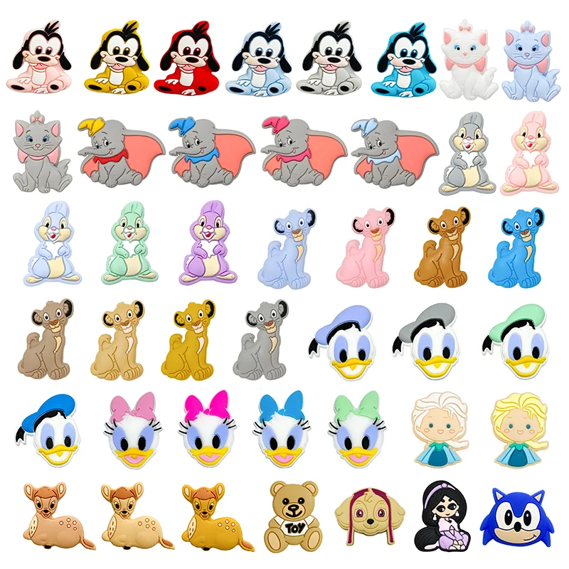 10pcs Silicone Bead Disney Baby Pacifier Bead Holder Chain Accessories BPA-Free