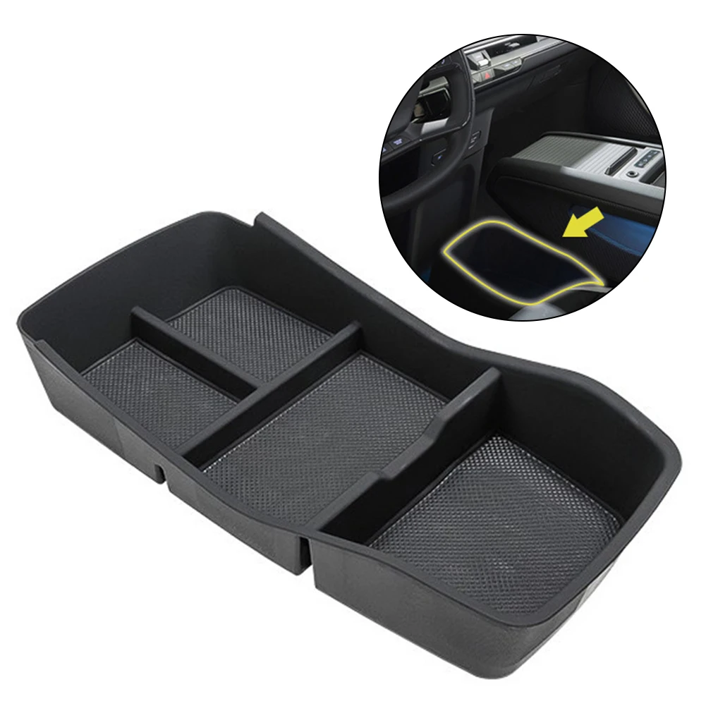 

For Kia EV9 Car Central Control Storage Box Armrest Organizer Phone Holder Tray Black Lower Storage Box Interior Accessories