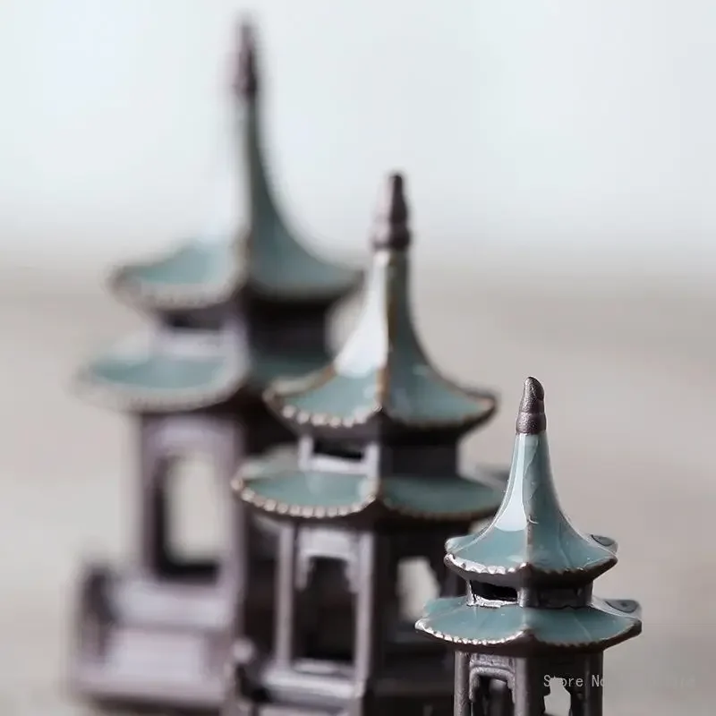 Hexagonal Pavilion Micro Landscape Small Pagoda Shape, Home Landscaping, Gardening, Aquarium Fish Tank, Tea Pet Accessories, 1Pc