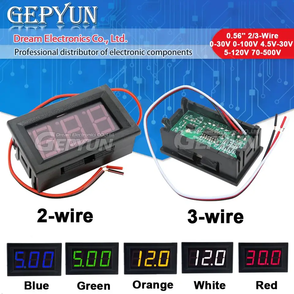 Voltmetro LED 0.56 Pollici Misuratore Di Tensione Digitale 3x DC 4.5-30V Per Pannello Moto - Display LED 0.56, Precisione 1% Misuratore Tensione DC