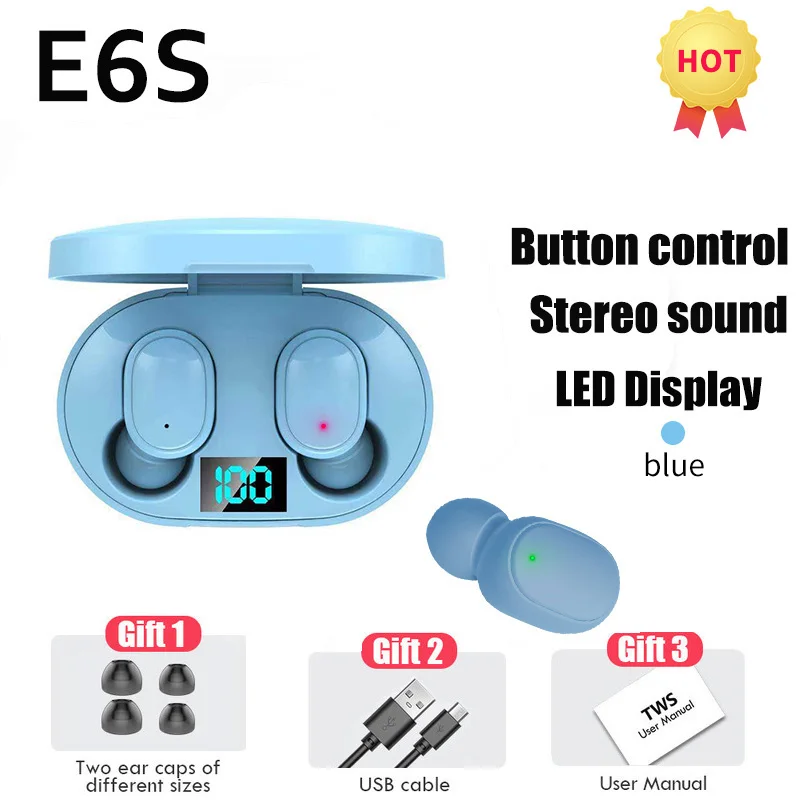 TWS E6S Fone Bluetooth Earphone Wireless bluetooth headset Noise Cancelling Headsets With Mic Headphones For iPhone Iconic Brand Redmi