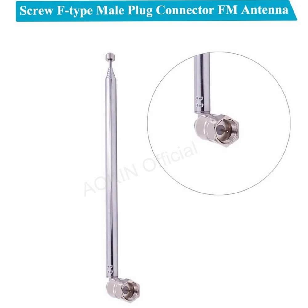 Radio Telescopic Antenna 75 Ohm Screw F Type Plug For FM Amplifier