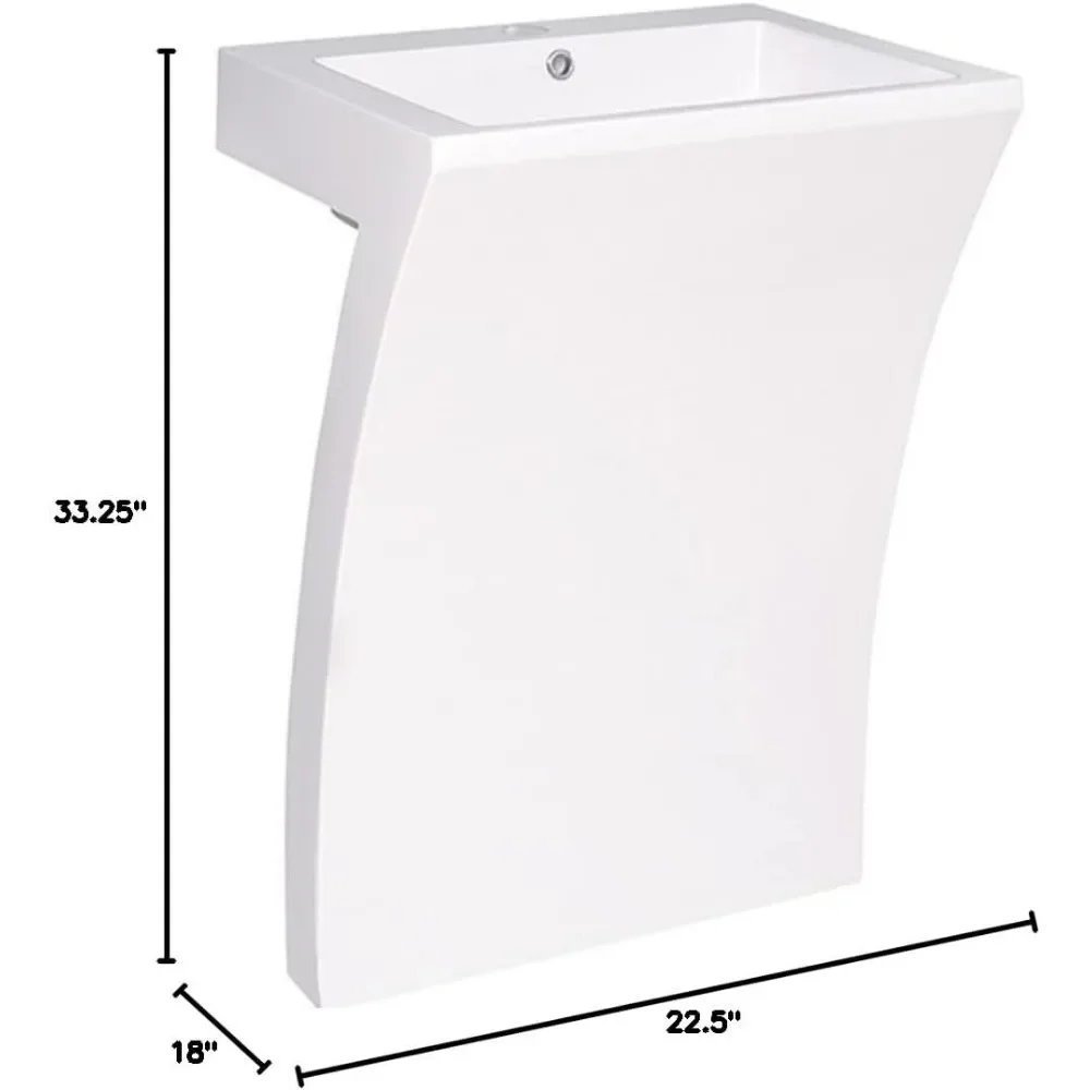 23 inch White Pedestal Sink bathroom wash basin 6