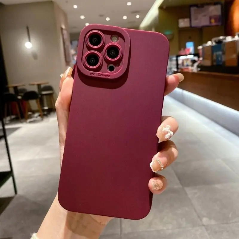 Matte Silicone Phone Case For iPhone 15 14 13 12 11 Pro Max Mini XR XS X 8 7 14 15 Plus SE 2020 Camera Lens Portector Soft Cover