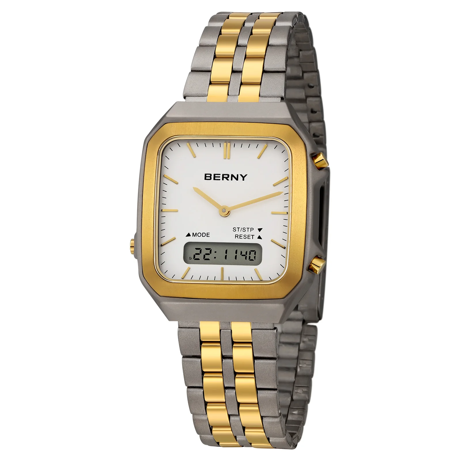 BERNY Titanium Men’s Watch Square Analog-Digital Sapphire Waterproof