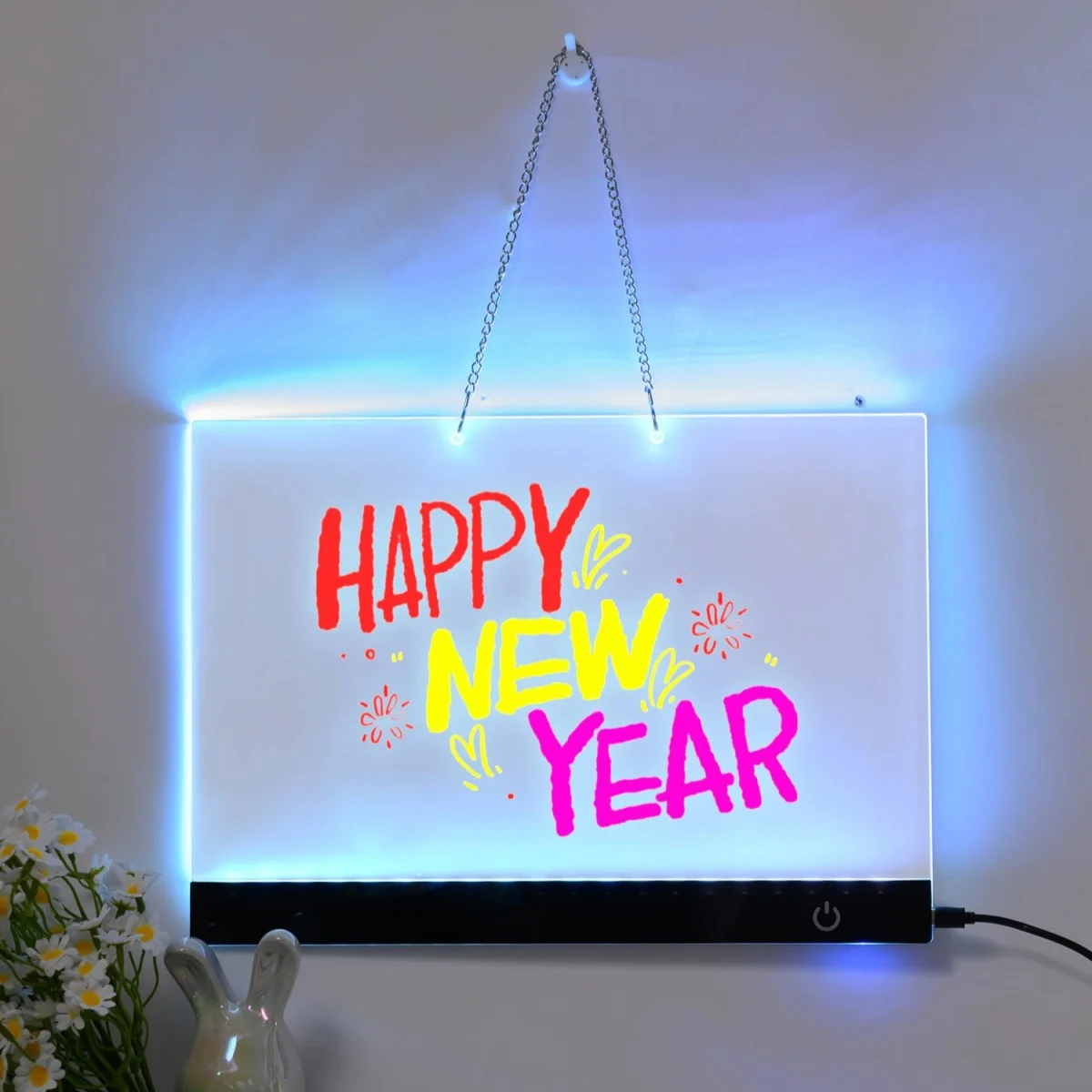 DIY 드로잉 보드 조명 LED 메시지 노트 보드 7색 재작성 가능 발광 야간등 책상 벽걸이 장식 어린이 선물