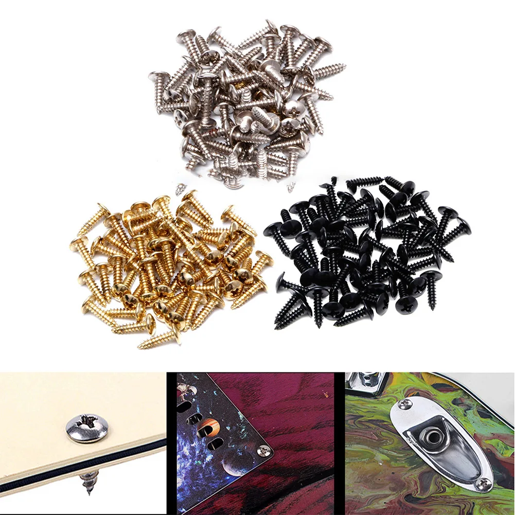 

100Pcs Guitar Pickguard Screws 3x12mm Strat TL Electric Guitars Accessories For Guitar Scratch Plates Cover Plates Back Plates