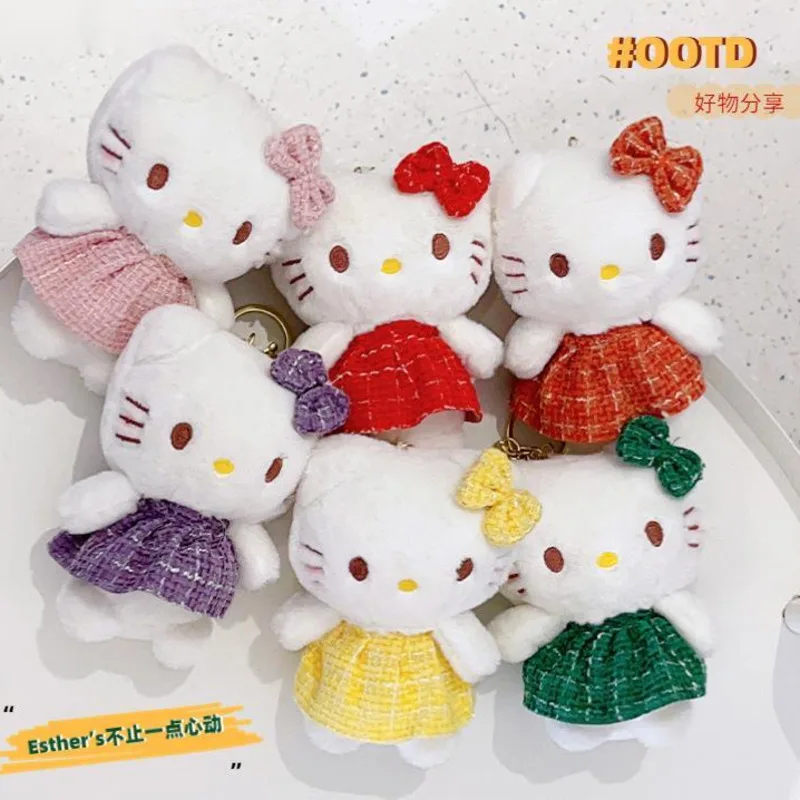 

Hello Kitty Kawaii Plush Doll Soft Keychain Sanrio Cartoon Cute KT Cat Anime Toy Keyring Creative Bag Pendant Deco Girl Gift