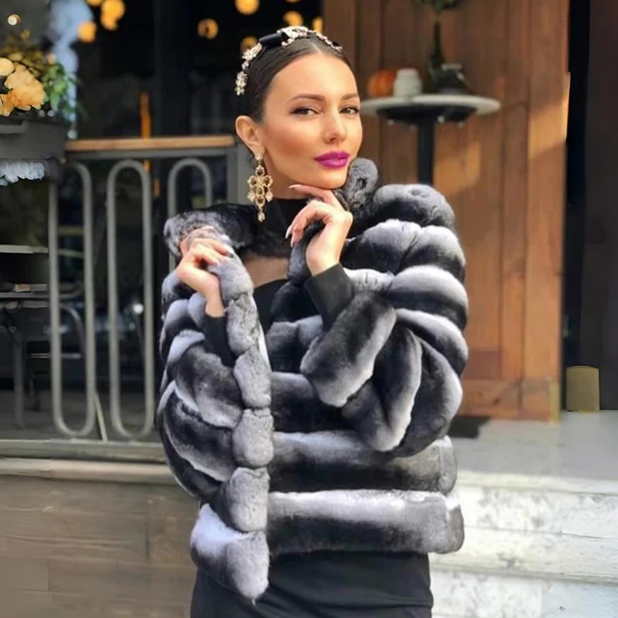 Real Rex Rabbit Fur Coat Women Winter Genuine Fur Best Selling