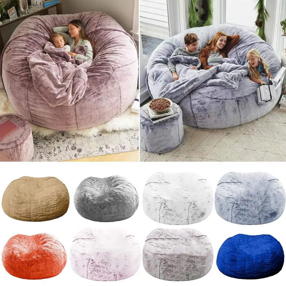 

Bean Bag Cover Sofa Cover Soft Comfortable Fluffy Fur Bean Bag Bed Recliner Cushion Cover Big Round Ultra-soft Lazy Sofa Cover