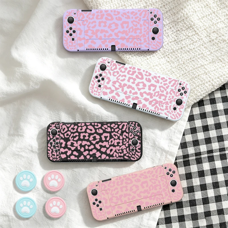 Switch OLED Protective Soft TPU Case Cover - Detachable, Full Protection, Dustproof, Slim Design with Bonus Thumb Grips