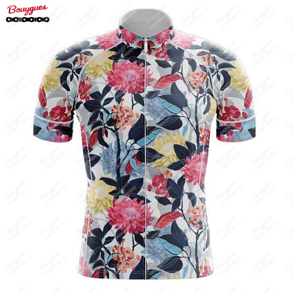 thumbnail image 1 of Maillot de ciclismo con flores de 15 estilos para hombre, maillot reflectante de manga corta para ciclismo de montaña, ropa de ciclismo de montaña para equipos profesionales de descenso, verano, 1 of 5