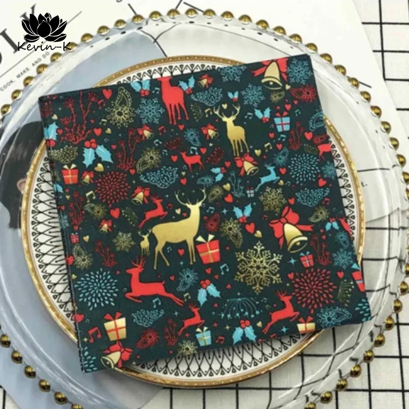10/20pcs Pac Colorful Printed Christmas Moose Fireworks Table Mouth Cloth Paper Napkins Holiday Party Square Paper Napkins 33cm paper napkins