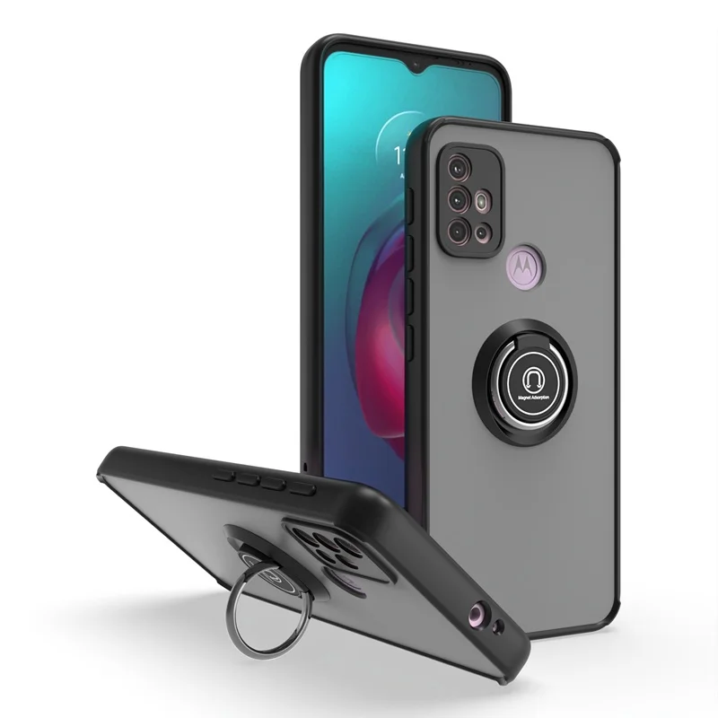 Shockproof Armor Case with Magnetic Holder Ring - Hard Matte Back Cover