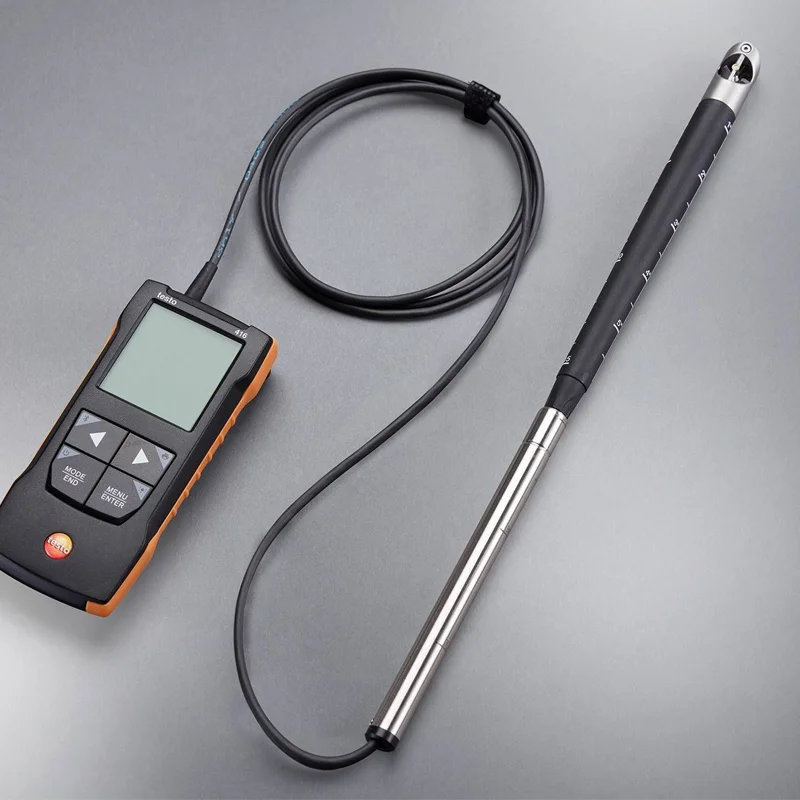 Testo 416 디지털 풍속계 16mm 베인(앱 연결 포함) 0563-0416 iOS/안드로이드용 휴대용 공기 흐름 측정 도구