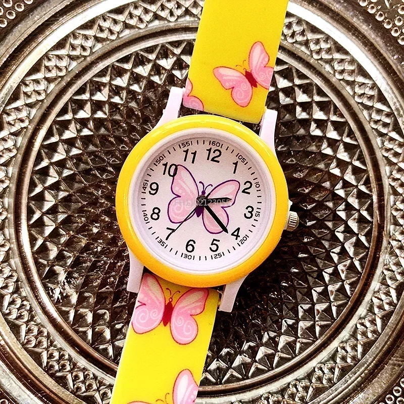New Fashion Girls Watches Print Butterfly Cartoon Watch for Kids Silicone Strap Quartz Watch Childrens Cute Wristwatch Clock 6