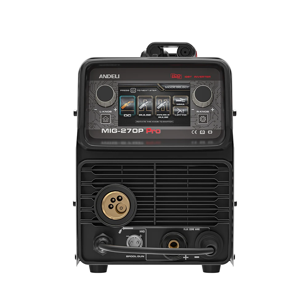 ANDELI 220V MIG Welding Machine Large LCD Screen Double Pulse Synergy Semi-automatic MIG Welder