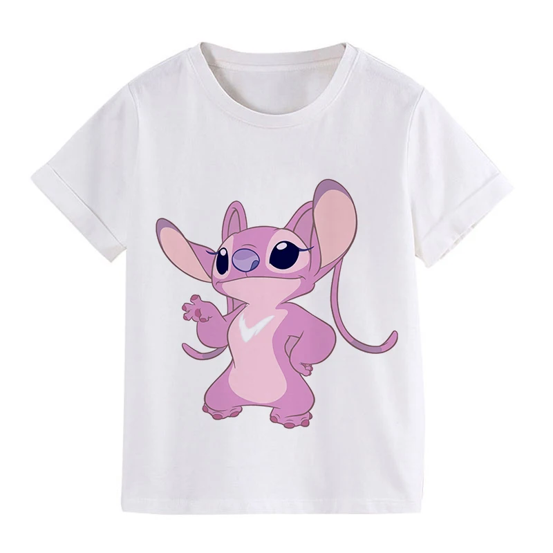 t-shirt for kid girl Unisex Summer New T-shirt Cartoon Disney Girls Tshirts Harajuku Boy Tshirt Stitch Kawaii Element Nice Round Neck Kids Tshirt Top t shirt kid