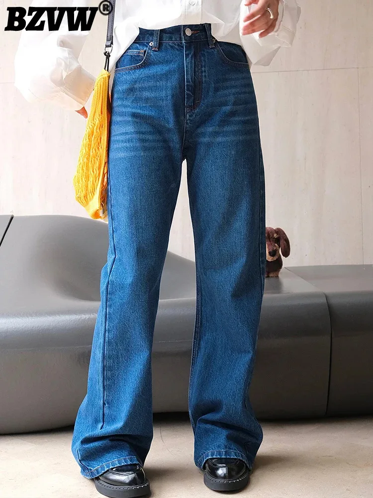 

Брюки BZVW женские джинсовые с высокой талией, однотонные повседневные облегающие брюки из денима, для офиса, 25A8361, осень 2024