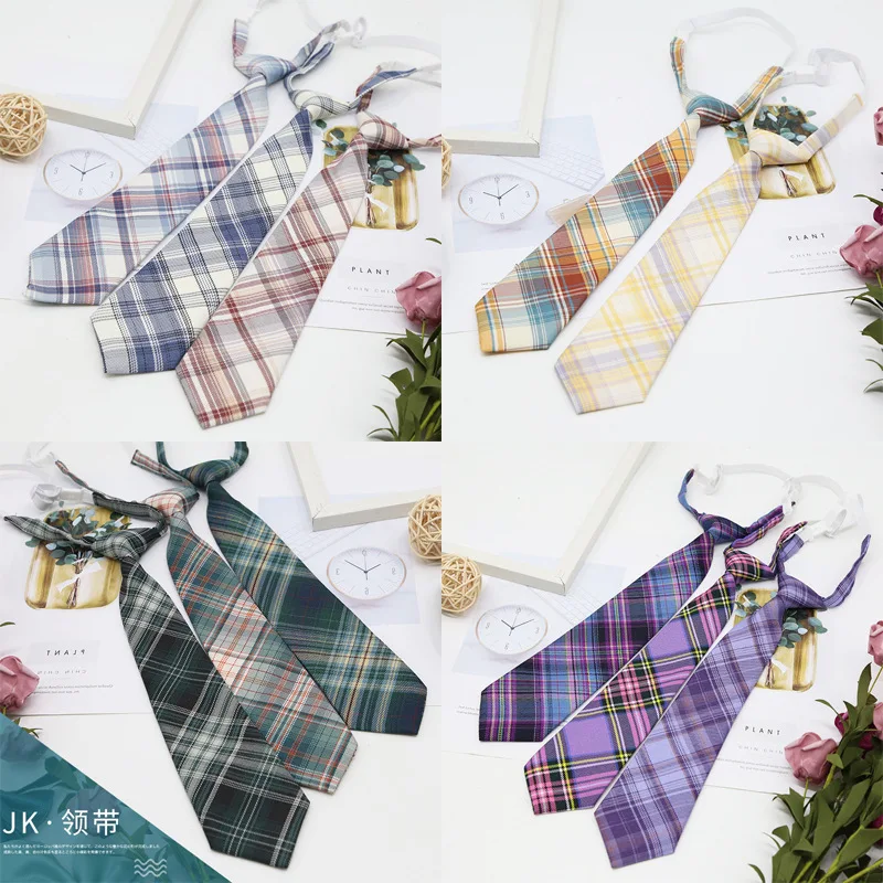 Skinny Ties For Boys Girls Fashion Suits Plaid Neck Tie Children Rubber Tie Simple Check Student Necktie For Party Gravata