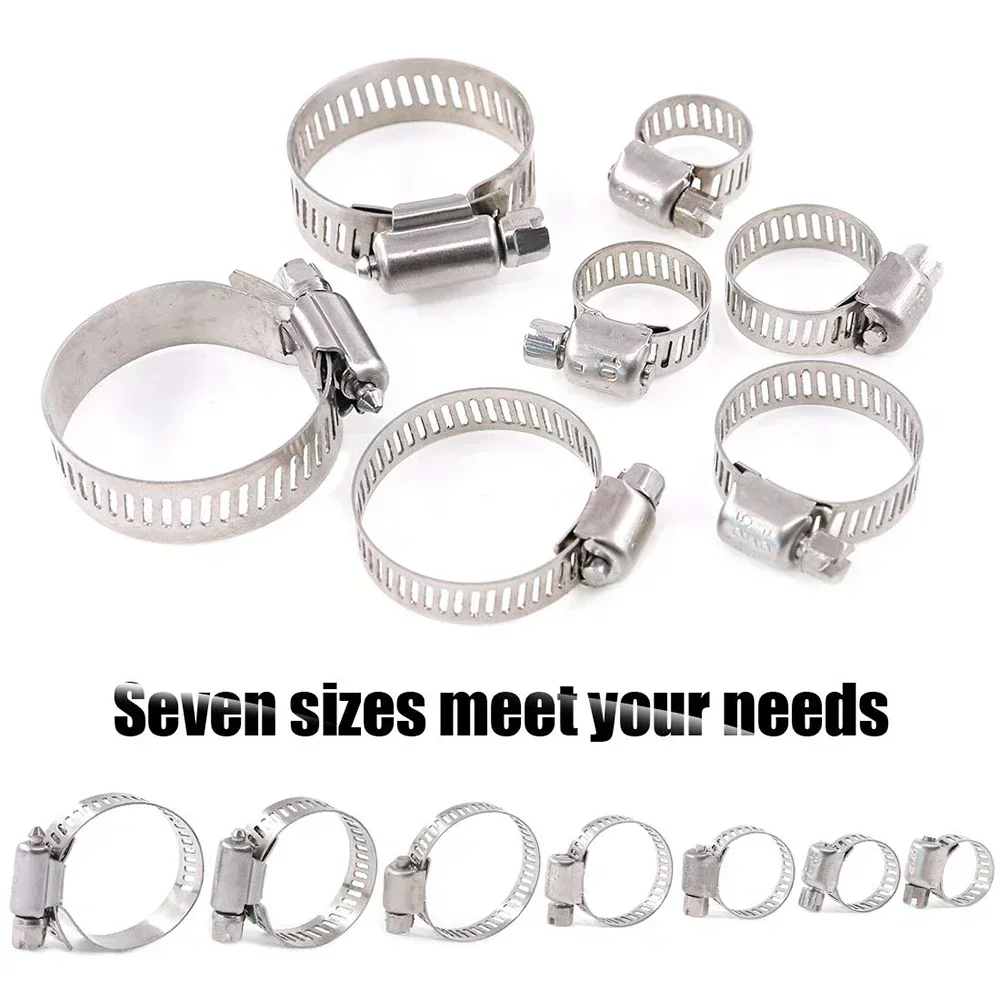60pcs 8-38mm Stainless Steel American style throat clamps Water Pipe Clamp Trachea Clamp Fixed ring clamp throat clamps